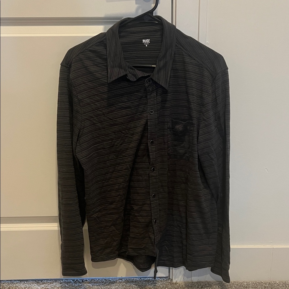 Men’s Paige Black Striped Button-Up Shirt M